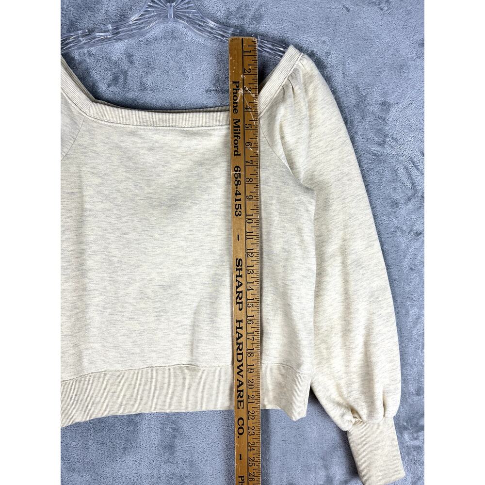 Rebecca Minkoff Ariel Sweatshirt Womens Medium Puff Sleeve Pullover Oat Melange - Picture 11 of 16